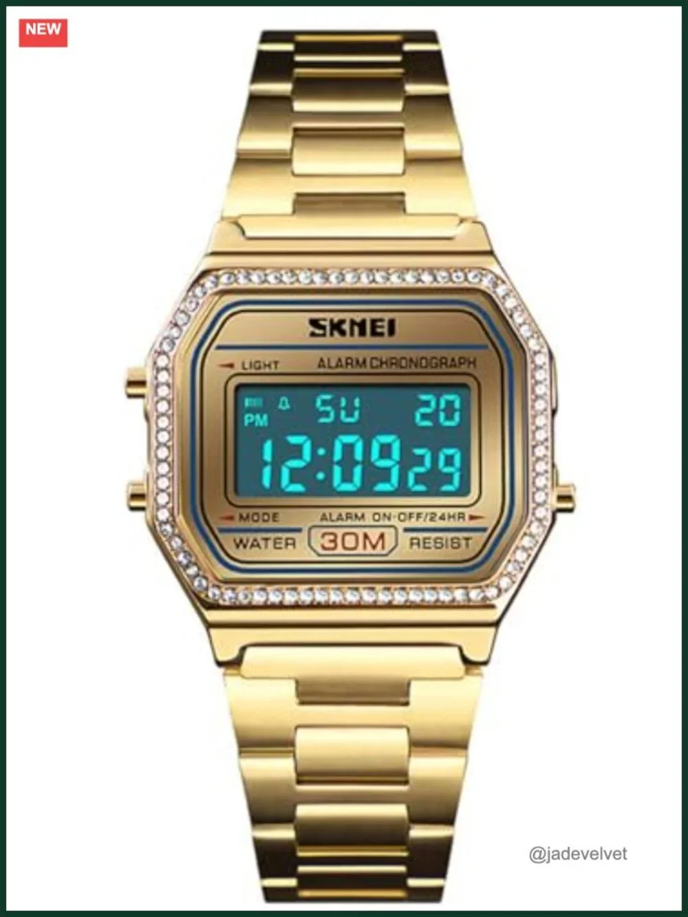 Luxury Women's Digital Watch - Stainless Steel Bracelet, Water Resistant,